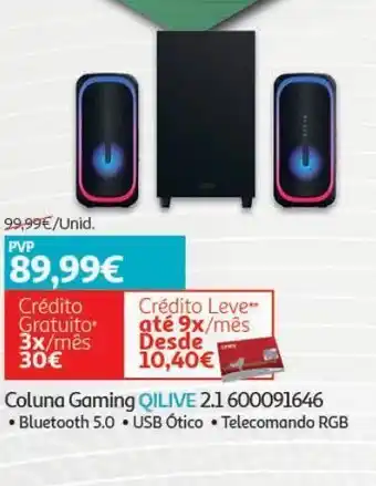 Auchan Coluna gaming qilive:bt preto 2.1 600091646 promoção