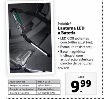 Lidl Lanterna led parkside promoção