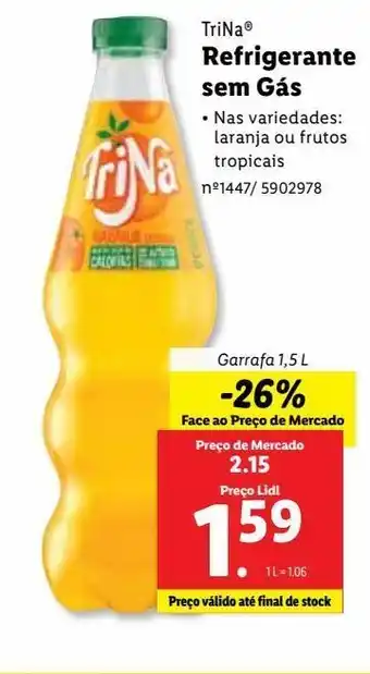 Lidl Refrigerante sem gás trina promoção