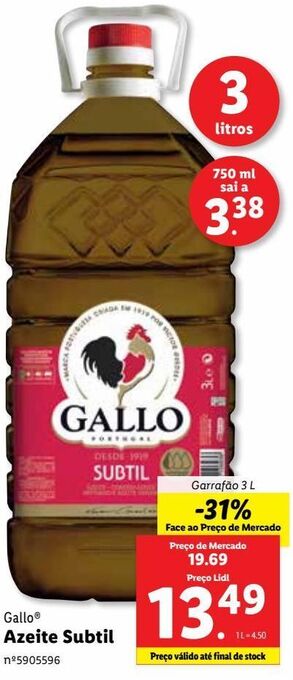 Lidl Azeite gallo promoção