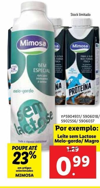 Lidl Leite sem lactose mimosa promoção