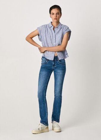 Pepe Jeans Gen straight fit mid waist jeans promoção