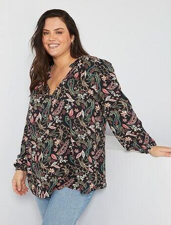 Kiabi Blusa florida e pormenores com folhos promoção