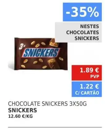 Minipreço Snickers Chocolate Snickers 3x50G promoção