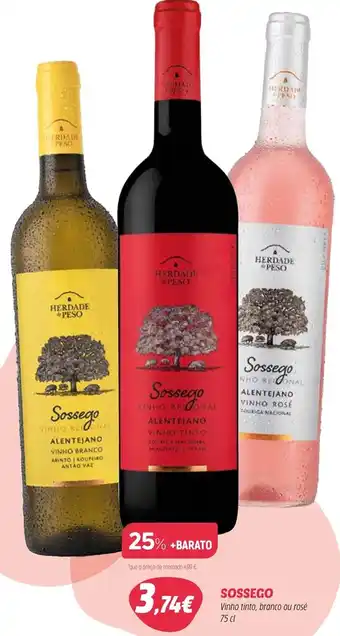 Coviran Sossego Vinho Tinto, Branco ou Rosé 75cl promoção