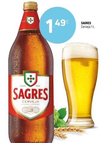 Coviran Sagres Cerveja 1L promoção