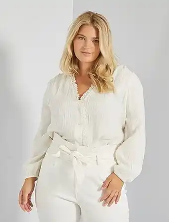 Kiabi Camisa com bordado em gaze de algodão promoção