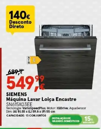 Worten Siemens Máquina Lavar Loiça Encastre promoção