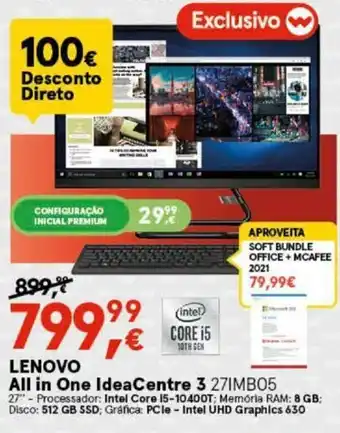 Worten Lenovo All in One IdeaCentre 3 promoção