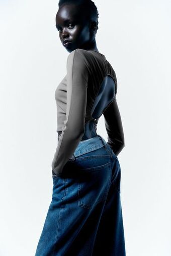 ZARA Top combinado com tule promoção