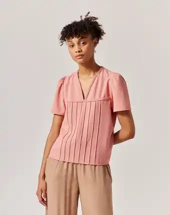 Naf Naf Blusa manga corta color rosa promoção