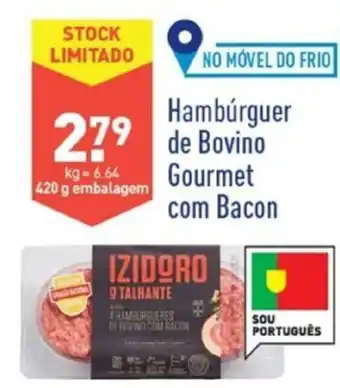 ALDI Hambúrgueres de Bovino Gourmet com Bacon 420g promoção