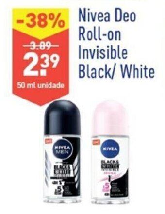 ALDI Nivea Deo Roll-On Invisible Black/White 50ml promoção