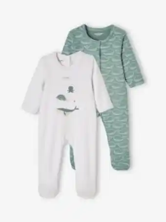 Vertbaudet Lote de 2 pijamas em algodão, para bebé menino - azul medio... promoção
