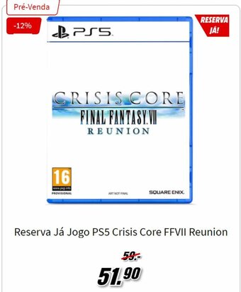 Reserva Ja Jogo PS5 Crisis Core FFVII Reunion