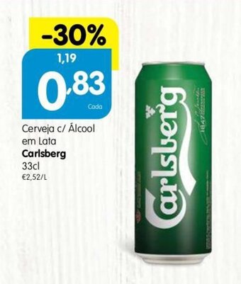 Minipreço Cerveja c/ Alcool em Lata Carlsberg 33cl promoção