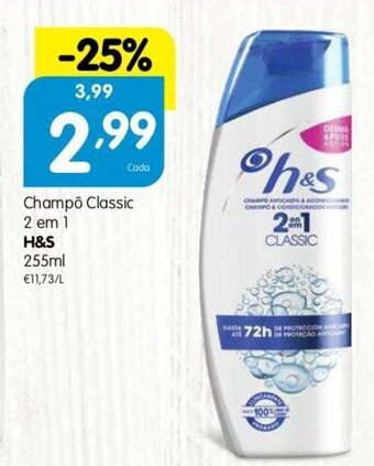 Minipreço Champo Classic 2 em 1 H&S 255ml promoção