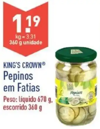 ALDI King's Crown Pepinos em Fatias 360g promoção