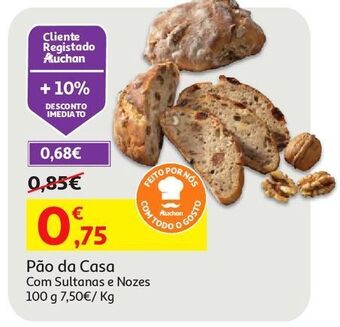 Auchan Pão da casa c/sultanas:e nozes 100g produção própria promoção