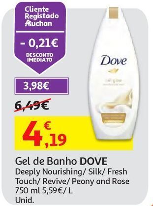 Auchan Gel de banho dove promoção
