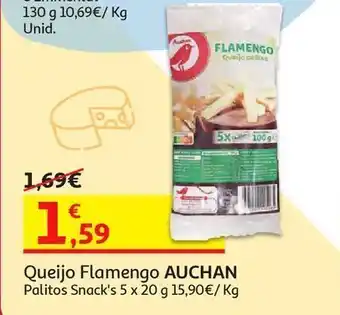 Auchan Queijo flamengo auchan:palitos snack`s 5x20g 100g promoção
