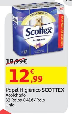 Auchan Papel higiénico scottex:acolchado 32r promoção