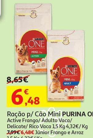 Auchan Ração cão mini purina one promoção