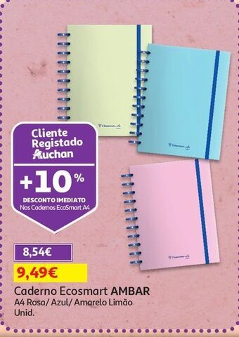 Auchan Caderno ecosmart a4 ambar promoção