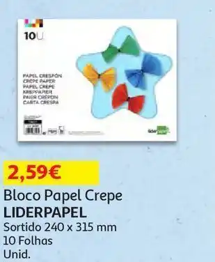 Auchan Bloco papel crepe liderpapel:sortido 240x315mm 10fls promoção