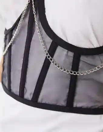 Bershka Top tipo corpete de organza com corrente promoção