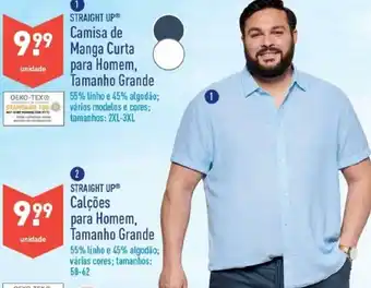 ALDI Straight Up Camisa de Manga Curta para Homem, Tamanho Grande promoção