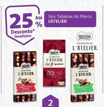 Auchan Tablete choc. leite l'atelier promoção