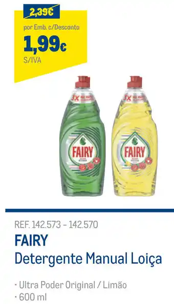 Makro Fairy Detergente Manual Loiça 600ml promoção