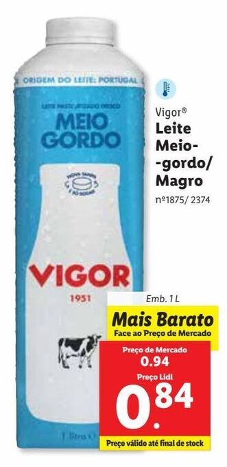 Lidl Leite vigor promoção