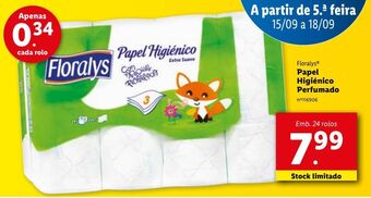 Lidl Papel higiênico floralys promoção