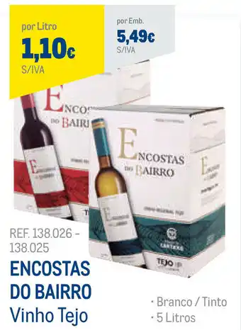 Makro Encostas do Bairro Vinho Tejo 5 Litros promoção