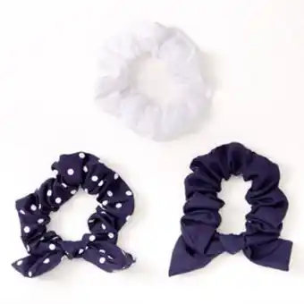 Claire's Claire's club small solid polka dot hair scrunchies - navy, 3 pack promoção