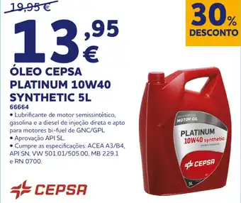 Norauto Óleo Cepsa Platinum 10W40 Synthetic 5L promoção