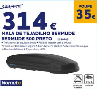 Norauto Mala de Tejadilho Bermude 500 Preto promoção