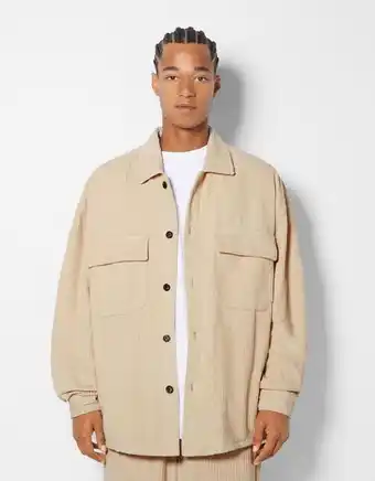 Bershka Camisa comprida de bombazina com bolsos promoção