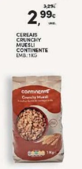 Continente Cereais Crunchy Muesli Continente promoção