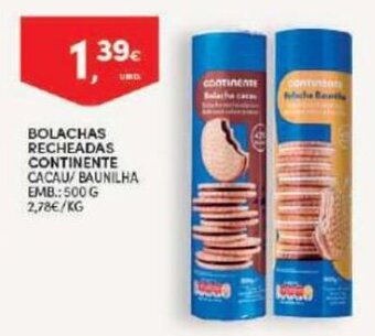 Continente Bolachas Recheadas Continente 500g promoção