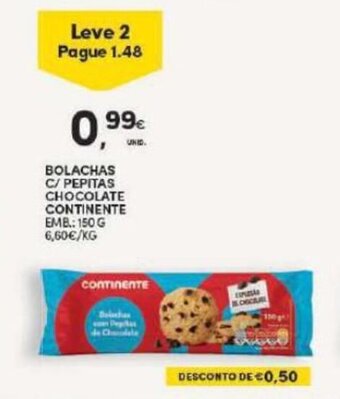 Continente Bolachas c/ Pepitas Chocolate Continente 150g promoção