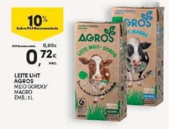 Continente Leite UHT Agros 1L promoção