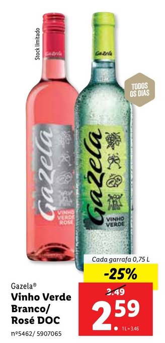 Lidl Gazela Vinho verde Branco/ Rose DOC promoção
