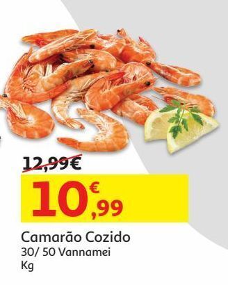Auchan Camarão cozido 30/50:vannamei kg promoção