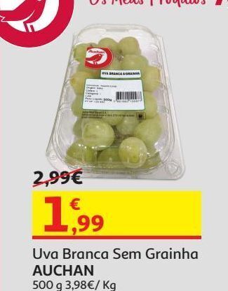 Auchan Uva branca sem grainha auchan:500 g promoção