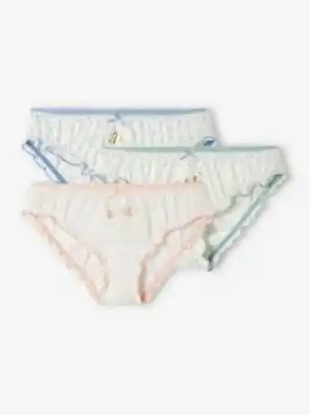 Lote de 3 cuecas com folho, para menina - branco claro...