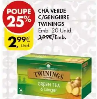 Pingo Doce Chá Verde C/Gengibre Twinings 20 Unid promoção