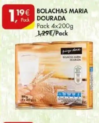 Pingo Doce Bolachas Maria Dourada Pack 4x200g promoção